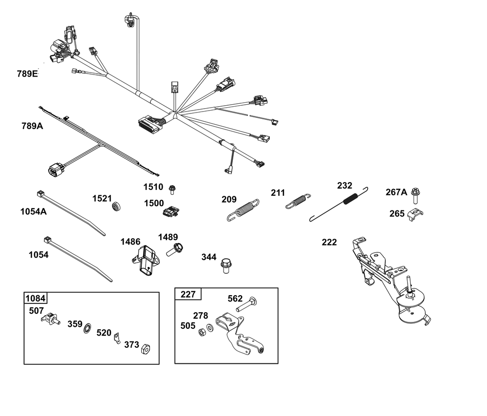 Controls Group Diagram and Parts List for 38E347-0124-01 200000 - 399999 Briggs and Stratton Engine